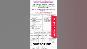 UPSSSC VDO 2018 Re Exam Admit Card