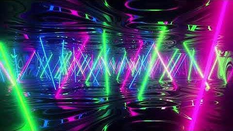 Flight through the tunnel with green, red and blue fluorescent lamps. Infinitely looping animation.
