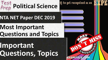 NTA NET Political Science December 2019 Past Paper Most Important Questions and Topics