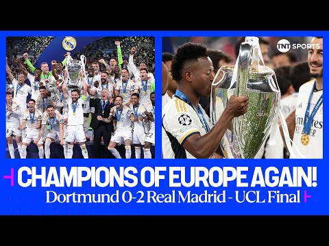 Real Madrid lift the UEFA Champions League after defeating Borussia Dortmund at Wembley 🏆 #UCLFinal
