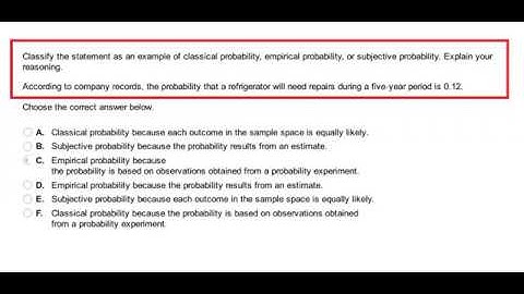 Classify the statement as an example of classical probability, empirical probability