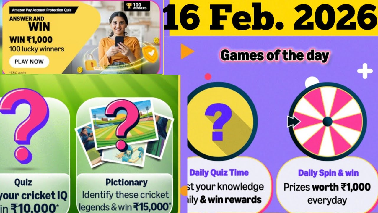 Amazon New Games This week Answer Amazon Daily Quiz Answer Amazon Sunday special Quiz 16 Feb. 2026