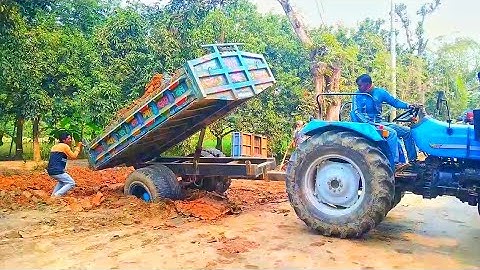 Unseen CAT or JCB 3dx Excavator Loading Sand And Unloading Eicher 5660 Sonalika DI 750 Tractor Ep:22