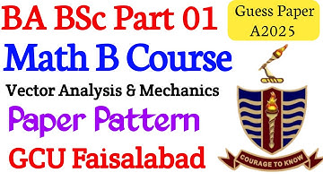 BSc Part 1 Maths B Course Paper A | ADA ADS Part 1 Guess Paper 2025 | GC University