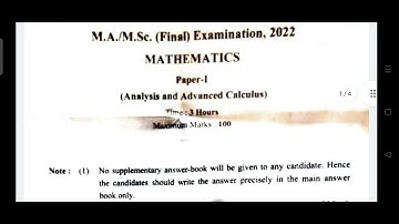 msc maths final analysis and advance calculas paper 2022