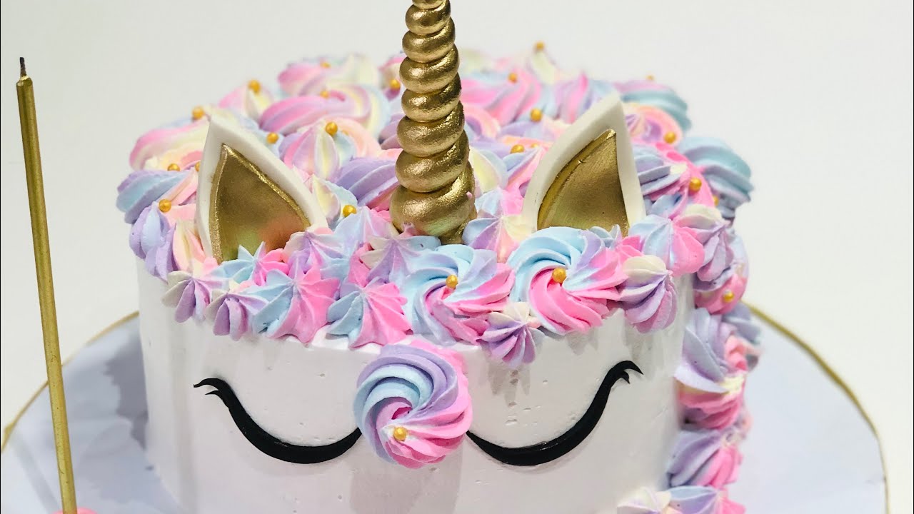 Kremalı Unicorn pasta yapımı (How to make Unicorn cake) YouTube