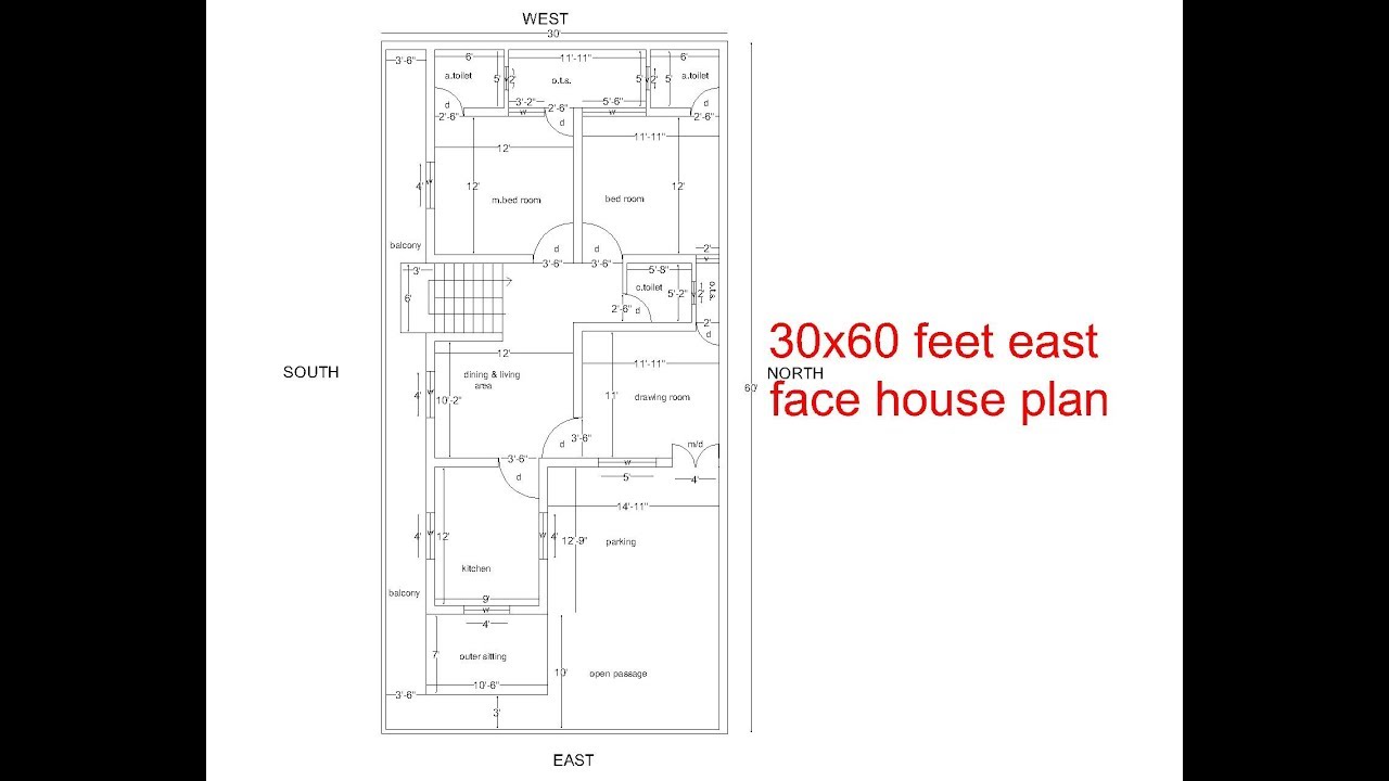  east  facing  house  plans  for 30x60 site YouTube
