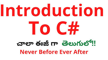 #1 Introduction To C# in Telugu | C# tutorial for beginners  in Telugu | C# Full Course in Telugu|