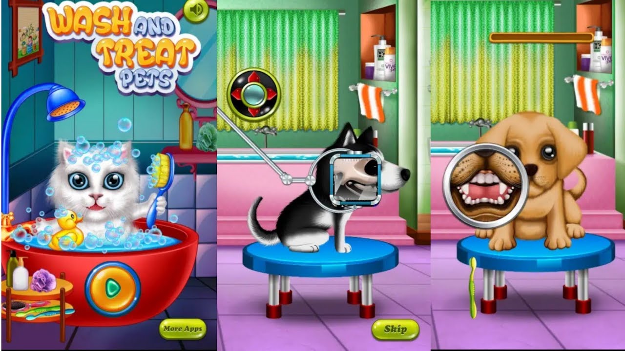 Wash and Treat Pets Kids Game ||Cartoon Gameplay Pkgaming 360