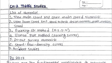 Unit:2 | Traffic Studies | Time mean speed | Prashant YT |BE Civil| Transportation Engineering 2nd |