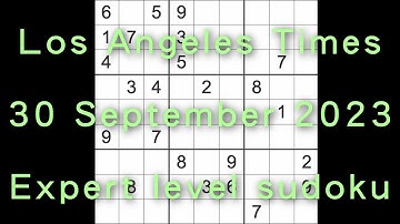 Sudoku solution – Los Angeles Times 30 September 2023 Expert level