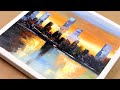 Simple Paint Cityscape / Easily / Step by step / Painting for beginners / city / Day #087