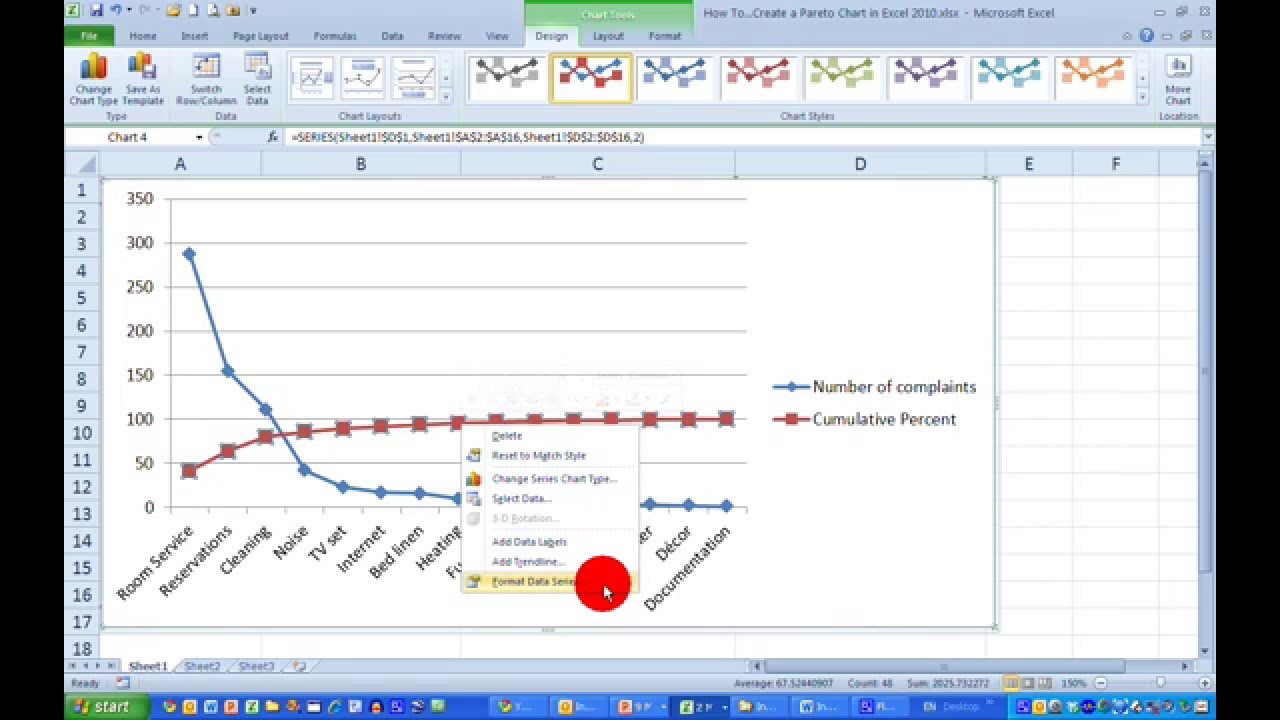 Making Pareto Chart Excel 2010