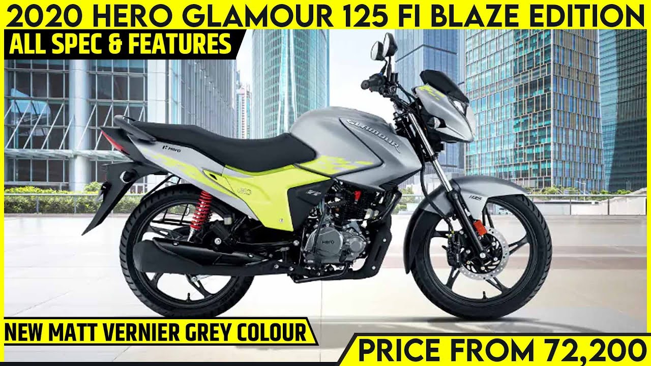 Hero Glamour 125 Fi Blaze Edition Launched Gets New Matt Vernier Grey Colour And New Graphics Youtube