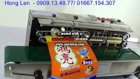 Máy ép miệng túi cà phê, bánh kẹo, máy hàn miêng bao liên tục có in date FRD1000