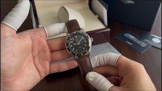 Longines Spirit Zulu Time 42mm Green Bezel Brown Leather Strap Ref. L38124632 / L3.812.4.63.2