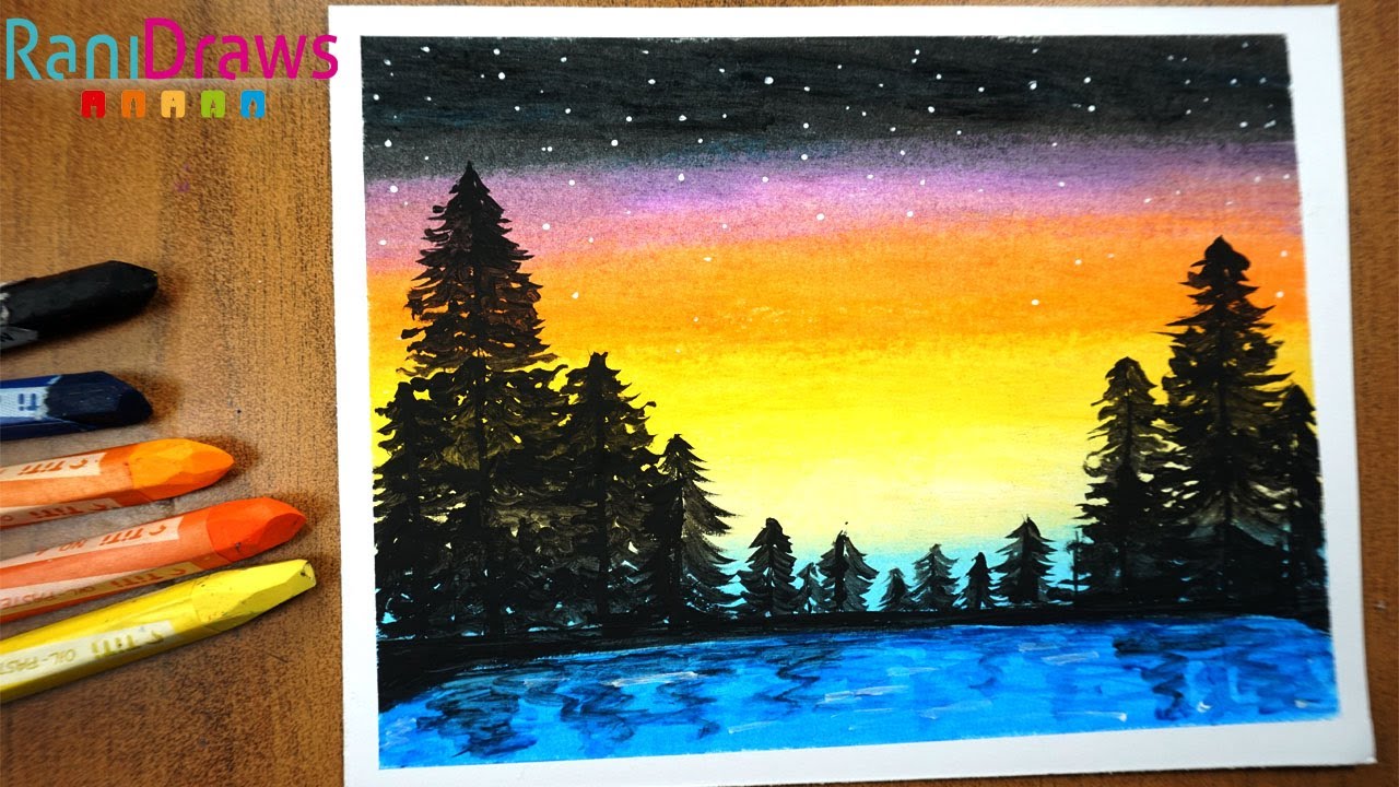 CÓMO DIBUJAR ATARDECER CON TIZAS PASTEL! Nivel: Principiantes 