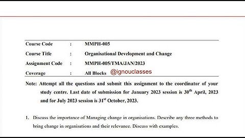 IGNOU MMPH - 005 Solved Assignment Jan 2023 | July 2023 MBA | Organizational Development and Change