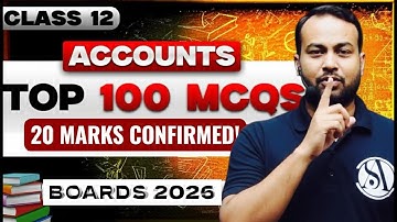 100 Most Important MCQ in Accounts | 20 Marks in Class 12 Accounts Board exam 2026 | Don