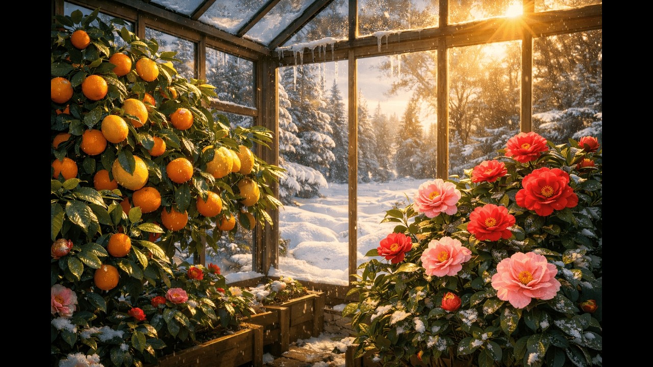 Цитрусова теплиця: зимова прогулянка та огляд рослин🍊🌸🍋❄️ #flowers #plants #garden #citrus #nature