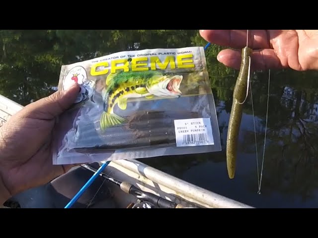 On the water fishing the Creme Lure Stick Bait Ned rigged 