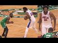 Jaylen Brown talks trash to Joel Embiid then Embiid scores and has words back 🍿