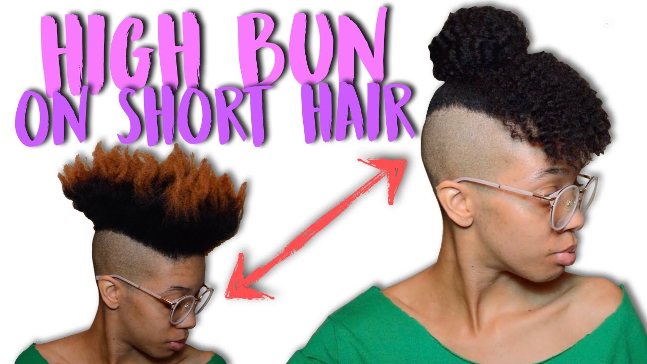 High Bun W Bangs On Short Natural Hair Extensions Youtube