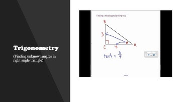 Trigonometry, finding the unknown angle of a right triangle using trig ratios.