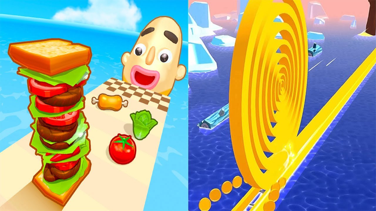 Sandwich Runner VS Spiral Roll - All Levels Gameplay Android iOS #1