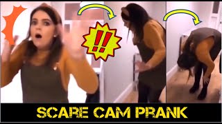 Scare cam pranks. Her heart is pounding with a sudden scream!! #1