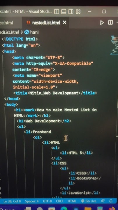 how to make Nested List in html #youtubeshorts #html #vscode - YouTube