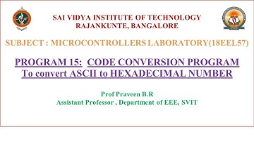 Program 16 : ASCII to Hexadecimal