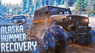 Exploring Alaska in SnowRunner - Dangerous Hummer Recovery - SnowRunner Gameplay