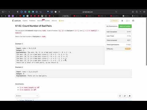 LEETCODE COUNT NUMBERS OF BAD PAIRS