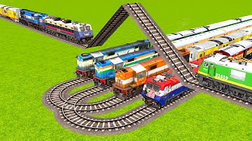 SIX HIGHEST SPEED TRAINS VS HIGH POINTED AND DOUBLE U TURNS TRACKS|🔺 Train simulator 