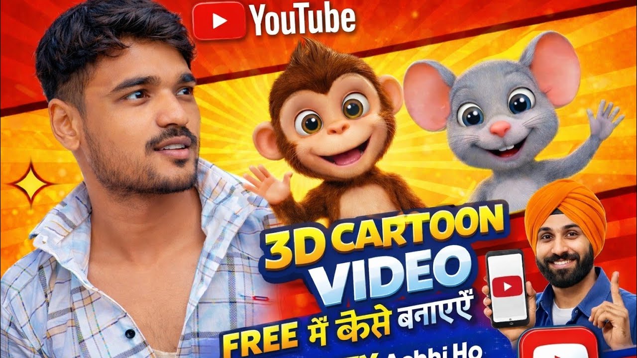 🔥 3D CARTOON VIDEO KAISE BANAYE |  मोबाइल से फ्री में (2026 TREND) 🔥