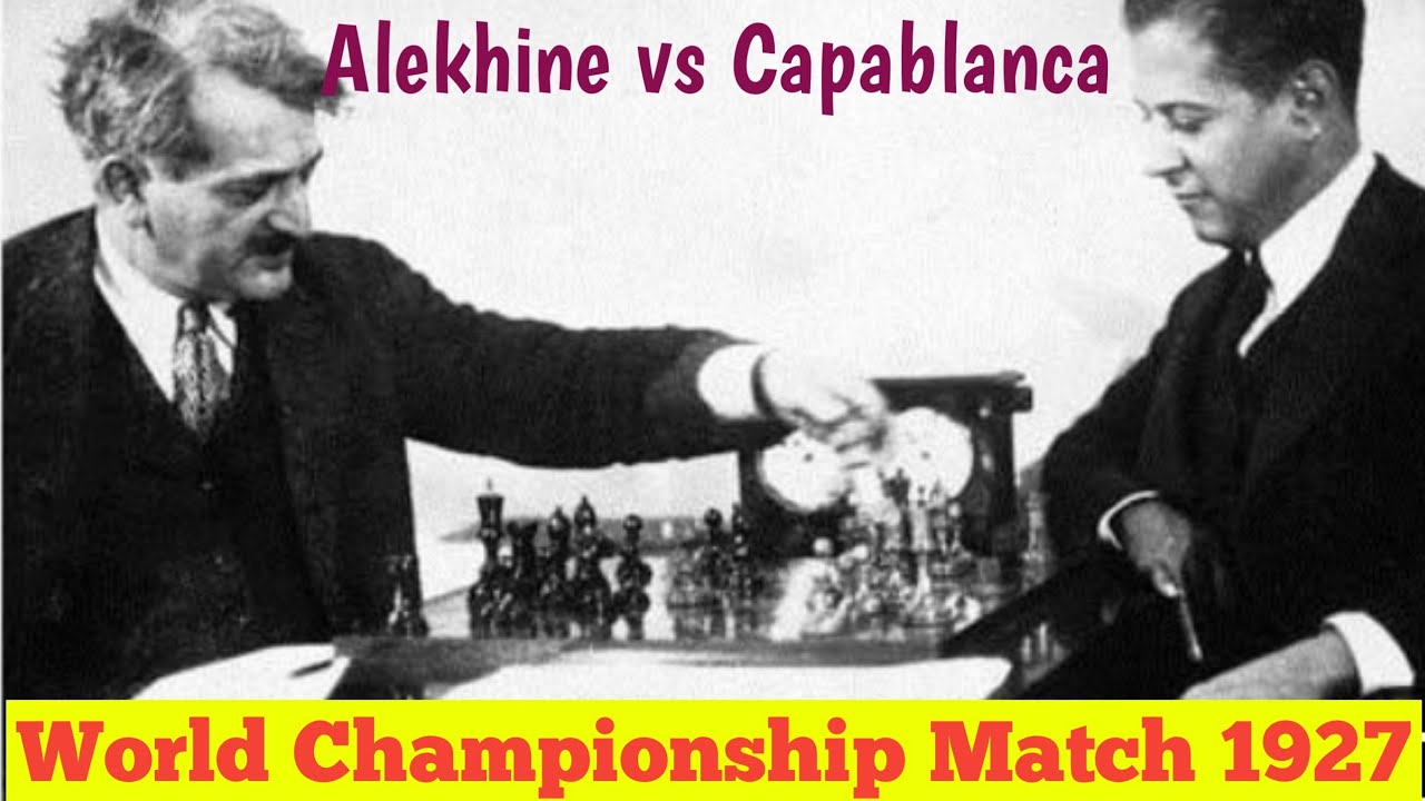 Image of Alexander Alekhine and Jose Raul Capablanca, 1927 (b/w photo)