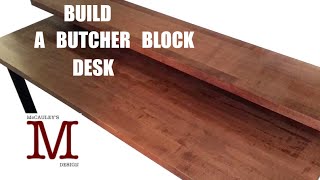 Making a butcher block desk from hard maple. The legs are 2" steel pipe. Visit my website: http://www.mccauleysdesign.com 