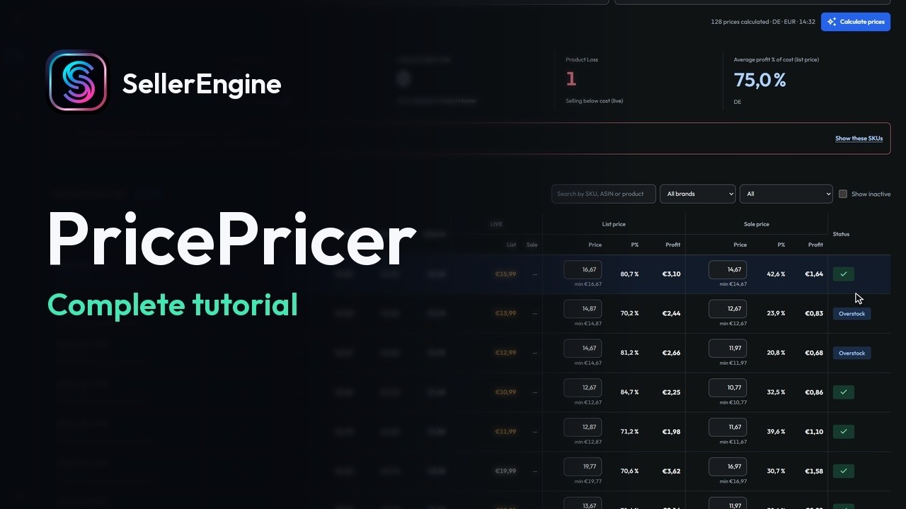 Protect Amazon margin with PricePricer tutorial screen