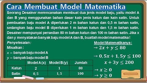 Cara Membuat Model Matematika Program Linear dari Soal Cerita