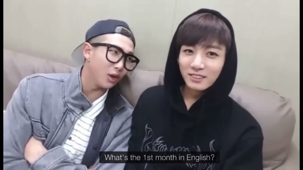 1 minute English class with Mr. Namjoon & Jungkook (when jk don't know name of the english month)