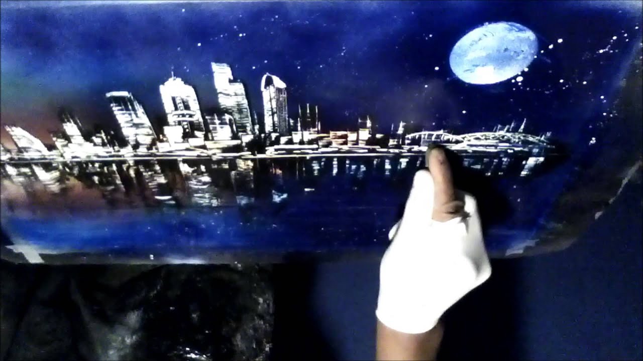 Spray Paint Art by Joseph Francis "Seattle Cityscape" Seattle 2013