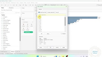 Tableau - Display Bar chart of top 3 sales subcategories, with labels showing % of the total