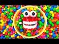 Satisfying Video l Full of M&M's Candy & Rainbow Glitter Grid Balls & Glossy Skittles Cutting ASMR