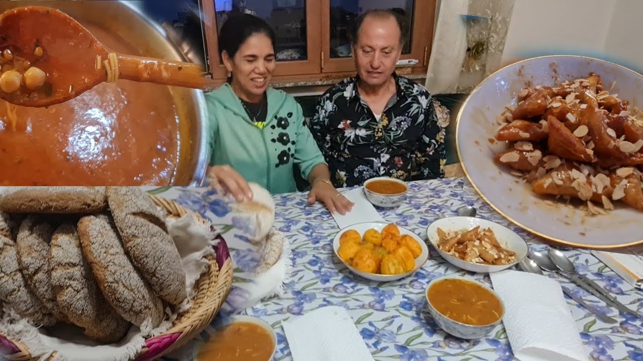 وجدت الحريرة  وبريوات اللوز وخبز الشعير عشاء خفيف ضريف ومشينا عند خويا نشوفوه ونفوجو شويا معاهم