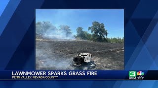 Nevada County vegetation fire sparked by mower