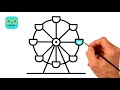 Gambar cover Drawing Ferris Wheel  How to Draw a Ferries Wheel for Baby | Colouring and Drawing Pages Easy step
