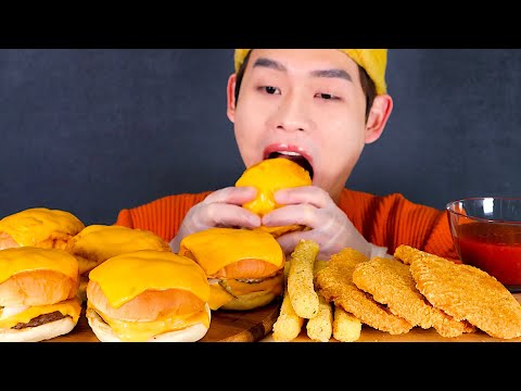 클래식 치즈버거+체다치즈추가 롱치즈스틱~ 지파이~먹방~!!Cheesebuger + Cheddar Cheese,Long Cheesestick,Jipai MuKBang~!!