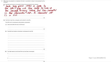 Q3 part a  * CHARACTER SETS  * Cambridge iGCSE Computer Science Paper 12 June 2023