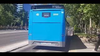 Here is the EMT bus 2558 on the number 150 in Madrid Sunday 16 April 2023